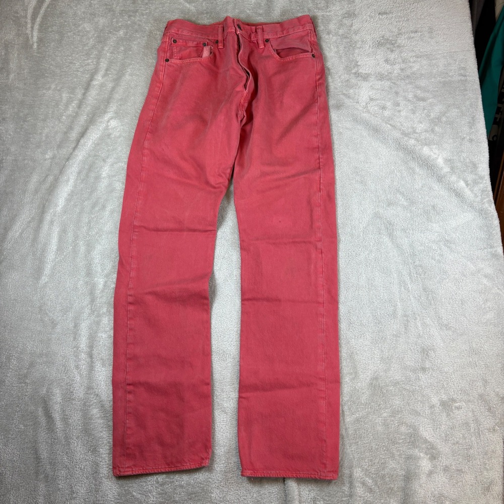 Levi's Jeans Men 34x34 (Fits 34x33) 501 Original Straight Salmon Pink Denim